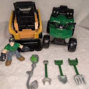Kids Toy Farm Vehicle and Figure Playset - Green and Yellow